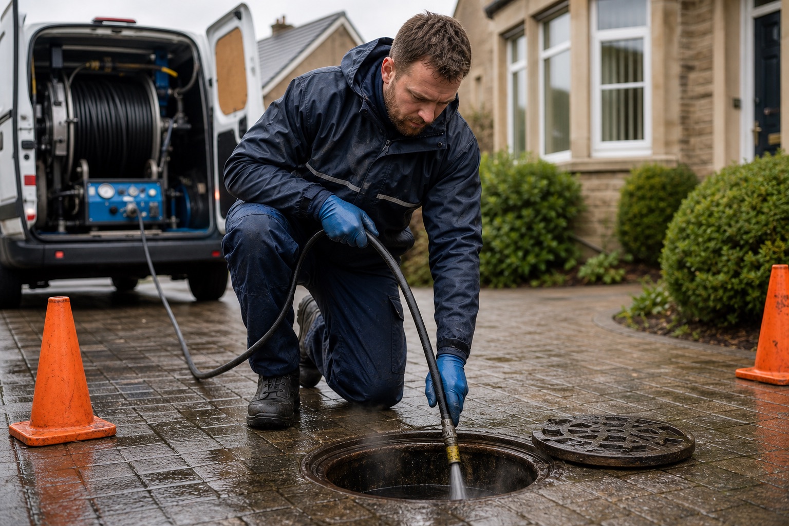 Drain jetting for blocked drains